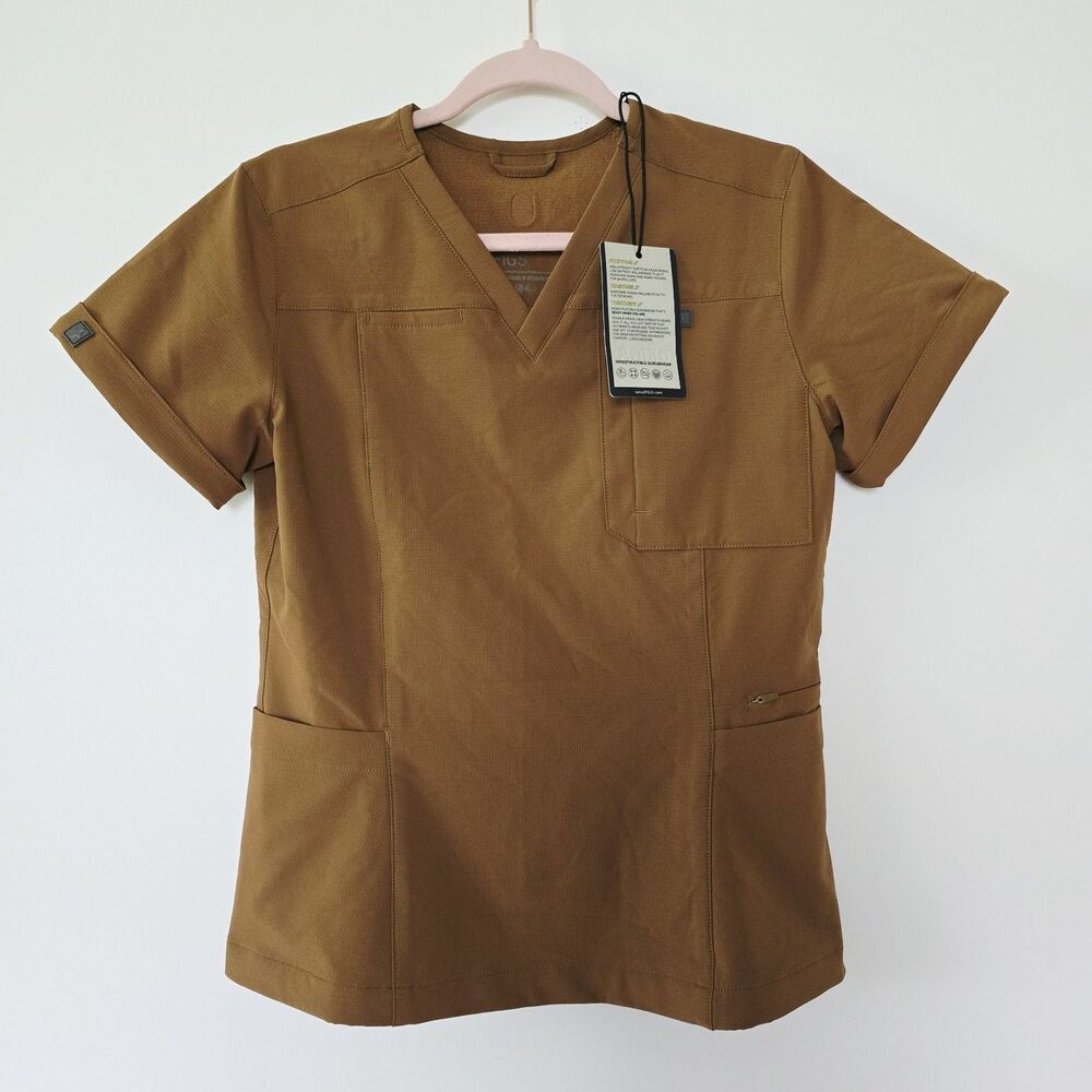 FIGS Women’s Indestructible Slim Fit Scrub Top Limited Edition Mocha Size S New